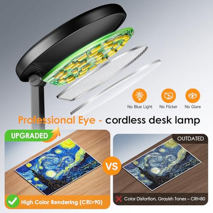 One Fire Cordless Lamp, 3600mAh Battery Operated Lamp, Rechargeable Lamp - color: Black