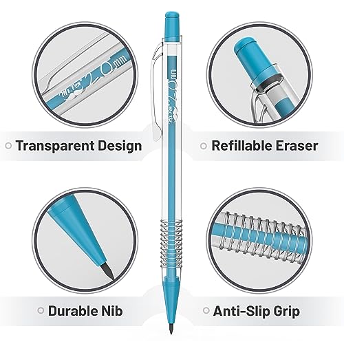 Mr. Pen- Pastel Mechanical Pencil Set, 5 Mechanical Pencils (0.3, 0.5, 0.7 - color: Clear Barrel