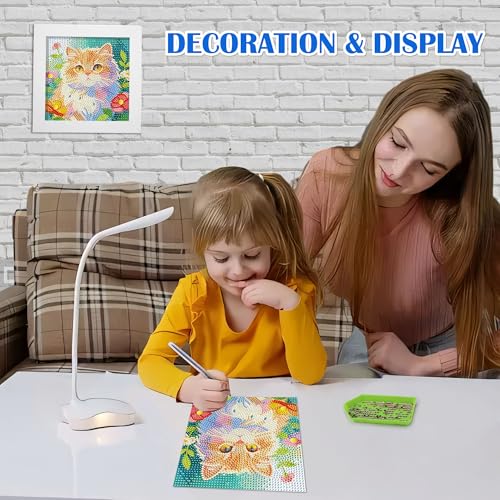Leixonl Diamond Art Kits for Kids with Framed (7 in) Cartoon Animals DIY Gem Art Painting - Arts & Crafts Gifts for Beginners & Teens (1p-6 in-cat-02) - color: 1p-6 in-cat-02