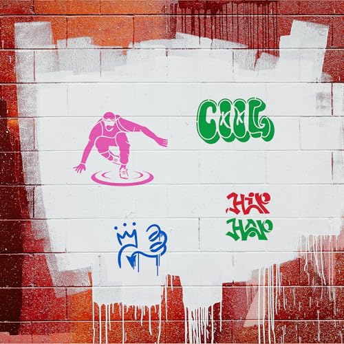 Keluna Street Spray Painting Stencils - 36 Pcs Graffiti Street Art Stencils for Painting on Wall Rock Canvas Bags T-Shirt Rug Mat - style: graffiti
