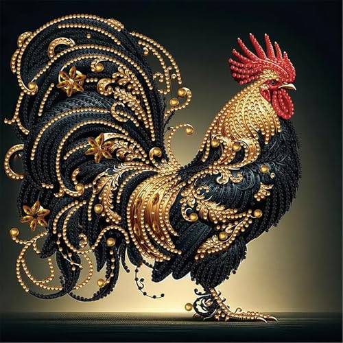 BYGFHLYW 5D Diamond Painting Kits for Adults,Rooster Diamond Art Kits | Special Shaped Crystal Art Diamond Dot Gem Painting for Home Wall Decor 13.7x13.7inch - color: JK737-1