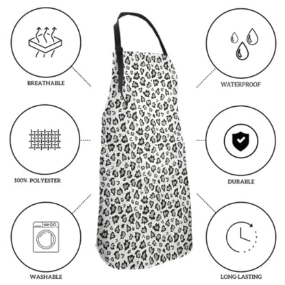 Giwawa Unisex Adult Apron Waterproof Stain Resistant Kitchen Cooking Apron with 2 Pockets for BBQ Grill Painting - color: Leopard Print