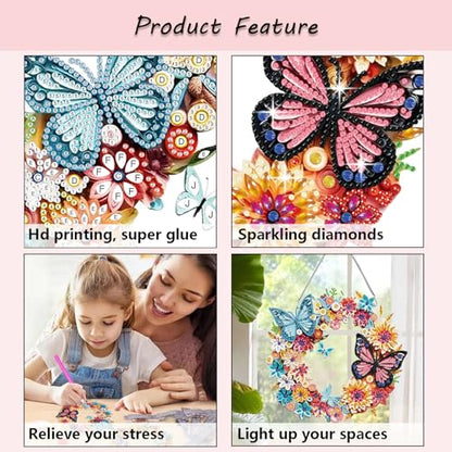 Muzagroo Art Garland Diamond Art Kits for Adults 5D Diamond Hanging Ornament Kits for Windows DIY Special Shaped Diamond Dot Kits Crystal Window Hanging Pendant 2PCS (Garland) - color: Garland