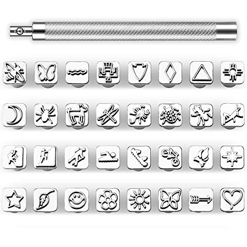 33 PCS Leather Stamping Tools, Leather Stamps Kit for Leather Working - size: 33 PCS