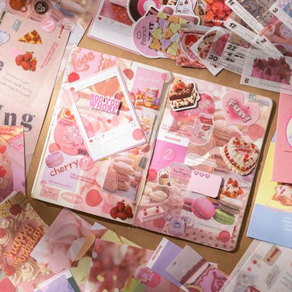 YagCu Scrapbook Kit for Beginners, Aesthetic Junk Journal Supplies, Scrapbooking and Journaling Materials, Bullet Journals Stationery, Planner DIY Arts Craft, Women Adults - color: Dessert