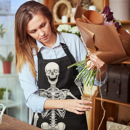 Britimes Apron with Pockets, 32x28 inch, for Women Men, Black Skull - color: Black Skull