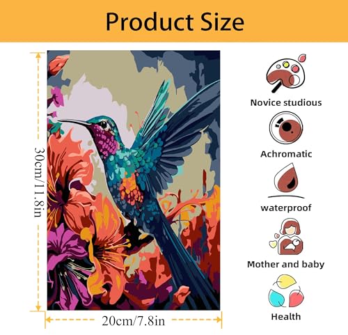 Mowana Paint by Numbers Kit for Adults Framed Canvas - with Wooden Easel, Adults' Paint-by-Number Kits Bird DIY Acrylic Oil Painting Kits Arts Crafts 7.8x11.8inch - color: Bird