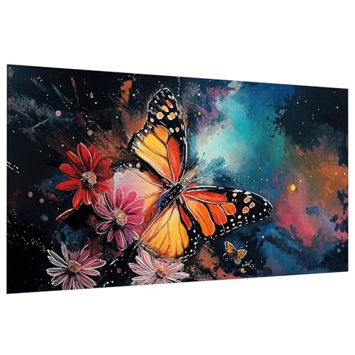 JOOZ Large Diamond Art Kits for Adults - 5D Butterfly Diamond Painting Kits, DIY Round Full Drill Butterfly Flower Diamond Art Painting for Beginners, Gem Art Kits for Home Wall Decor 27.5x15.7 Inch - color: Butterfly 267
