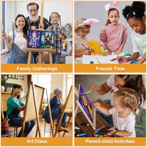 Anseal 12 Packs Pre Drawn Canvas to Paint, 5" X 7" Halloween Pre Printed Canvas for Kids, Pre Stretched Canvas Outline Painting Boards for Beginners, Students, Party Favor - style: Halloween