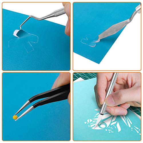 Famomatk 23PCS Weeding Tools for Vinyl, Craft Weeding Tools Set with 12Inch Paper Cutter and Trimmer for Scrapbooking,Silhouettes,Cameos,Lettering,Cutting,Craft Paper, Labels and Cardstock(Black) - color: Black