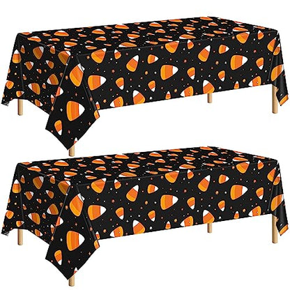durony 2 Pieces Halloween Candy Corn Disposable Tablecloths 108 x 54 Inch - style: Halloween