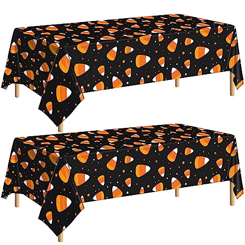 durony 2 Pieces Halloween Candy Corn Disposable Tablecloths 108 x 54 Inch - style: Halloween