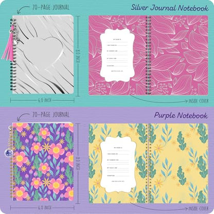 DIY Journal Kit for Girls Ages 8+, Stationery Set for Teen Tween Girl Gift | 2 Notebooks & 150+PCS, Arts and Crafts Kit, Scrapbook & diary kit, Birthday gifts for girls ages 8-14, Teen girl trendy stuff