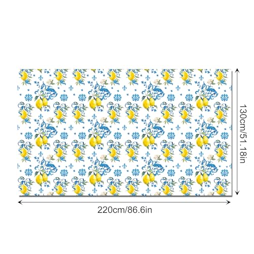 1Pc Blue and White Porcelain Lemon Party Plastic Tablecloth 54 x 87 Inch Long Table Cover, Chinese Style Classical Party Tablecover for Summer Baby Shower Birthday Dinner Picnic Kitchen Event - color: Blue and White Porcelain Lemon