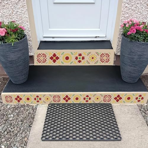 Talavera Stencil Mexican Tile Stencils for Painting 6" | Mexican Floral Stencils Folk Tile Stencil for Painting on Furniture Stairs Wood Fabric DIY Crafts Decor - style: Tile 30P/6IN