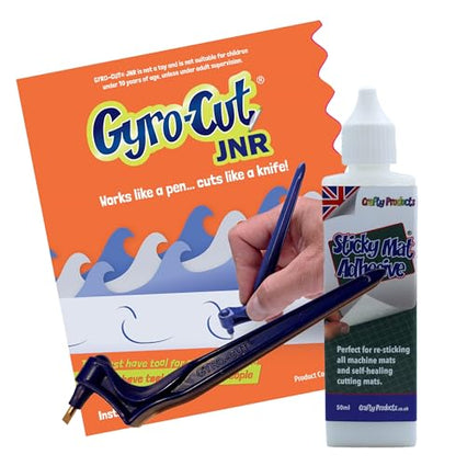 Genuine Gyro-Cut® Starter Set - Cutting Tool with Sticky Mat Adhesive - Rotating Standard Cut Paper Blade - Stencil Making and Scrapbooking - Compatible with CRICUT