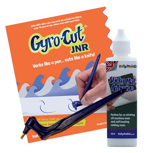 Genuine Gyro-Cut® Starter Set - Cutting Tool with Sticky Mat Adhesive - Rotating Standard Cut Paper Blade - Stencil Making and Scrapbooking - Compatible with CRICUT