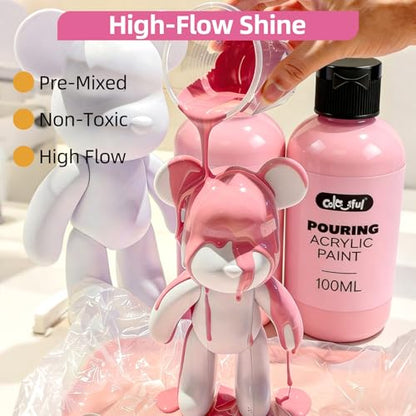Colorful Pink Series Acrylic Pouring Paint Set, 4 Colors, 3.34 oz Craft Kit - color: Rose Color