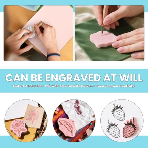 6 Pack 8"x10" Large Rubber Carving Blocks for Stamp Making, Printmaking & Block Printing, Soft Pink Carving Sheets for DIY Crafts, Art Projects, Craft Supplies for Beginners & Artists Professionals - style: 8"x10"