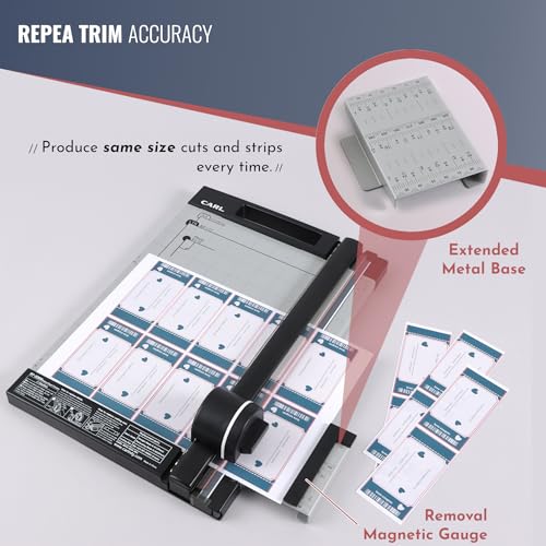 CARL Professional Rotary Paper Cutter with Clear Window – 12" Trimmer with Metal Base, Magnetic Guide, Calibrated Extension – Precise Paper, Label, Photo & Craft Cutting Tool - size: 12-inch