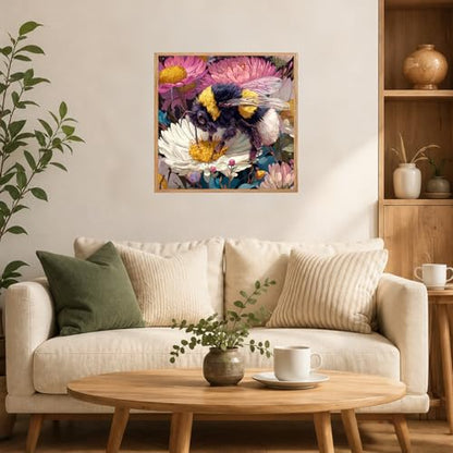 AUKELHJ Framed Paint by Numbers Kit for Adults, Bee, 10x10 inch - color: 08-Bee