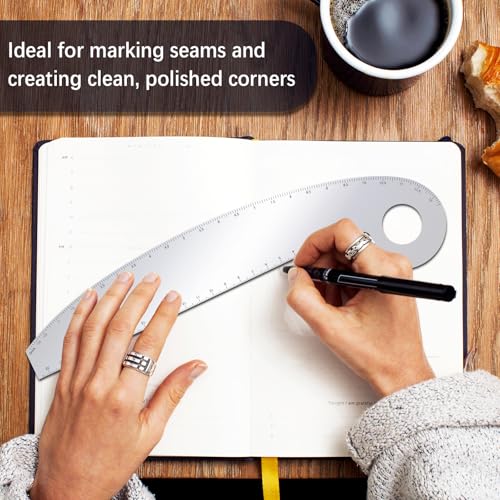 ORIGACH Stainless Steel Vary Form French Curve Ruler, 11.4x3.4 Inch | viation Aluminum Hip Curve Ruler Metal Measuring Stencils for Leather Sewing DIY Craft Supplies