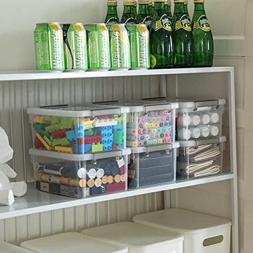 Citylife 4 Packs Small Storage Bins with Lids 3.2 QT Plastic Storage Containers for Organizing Stackable Clear Storage Boxes - color: Clear White, size: 3.2 QT(4 Pack)
