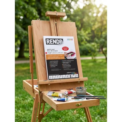 RENDR No Show Thru Dual-Sided Sketch Pads for Drawing, Bleedproof, Acid-Free, 80 Perforated Pages, 180 GSM, 9" x 12"