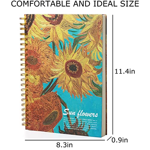 A4 Spiral-Bound Sketchbook，SuyuanArt Sketch Paper Pad, 120 Pages (60sheets) of Premium 160 GSM Smooth Thick Paper, Mixed Media Sketch Book Drawing and Sketching for Kids Adults - color: Sunflowers A4
