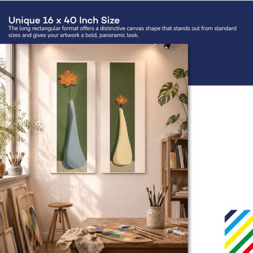 Large Canvas for Painting 16x40 Inch 3-Pack, 12.3 oz Triple Primed 100% Cotton Stretched Canvas, Blank Large Canvases for Oil Paint Acrylics Pouring & Wet Art Media - size: 16"x40"(3-Pack), style: Studio