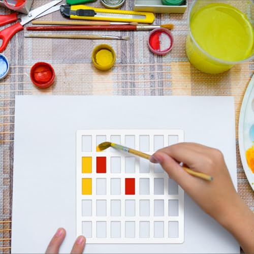 BENECREAT 2Pcs Acrylic Drawing Painting Stencils, Geometric Drafting Rectangle Template, Swatching Paint Template for Fabric Walls Crafts Arts Paper Home Decoration, 2.5mm Thick - size: 5.1x4.7 Inch & 6.3x6.7 Inch
