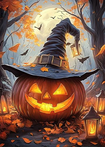 AuraDraw Pumpkin Diamond Art Kits for Adults - Halloween Diamond Painting Kits - DIY 5D Paint with Diamonds Art Painting for Home Wall Art Decor 12x16in - color: ZSH-0013