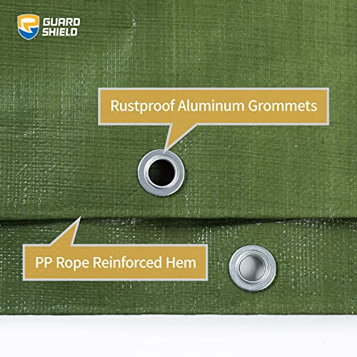 GUARD SHIELD Heavy Duty Tarp 12x24 Feet Green Multi Purpose Thick Waterproof Poly Tarp Cover 10mil - color: Green, size: 12x24