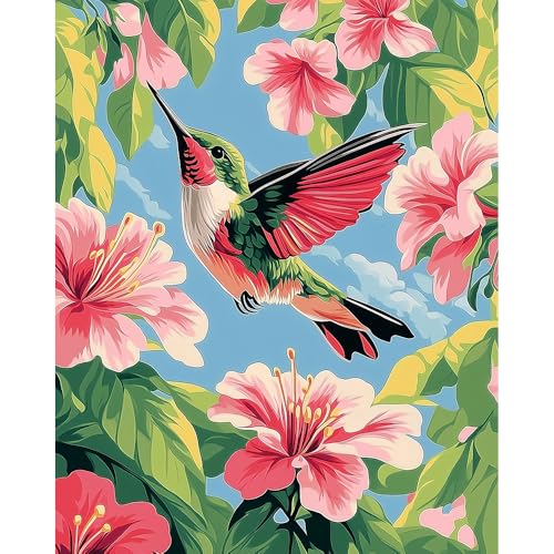 Natuyalo Paint by Numbers Kit for Adults Beginner, Hummingbird Adult Paint by Number Kits on Canvas, Animals DIY Acrylic Paint by Number for Adults for Home Decor Gift 16x20 inch - color: Color-04