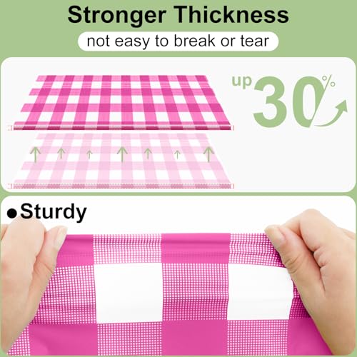 4 Packs Buffalo Disposable Table Cloth, 54 x 108 Inch Waterproof Plastic Tablecloth, Rectangle Hot Pink and White Checkered Table Covers for Picnic, Birthday, Party, Back to School - color: Hot Pink and White, size: 54" x 108" - 4 Pack