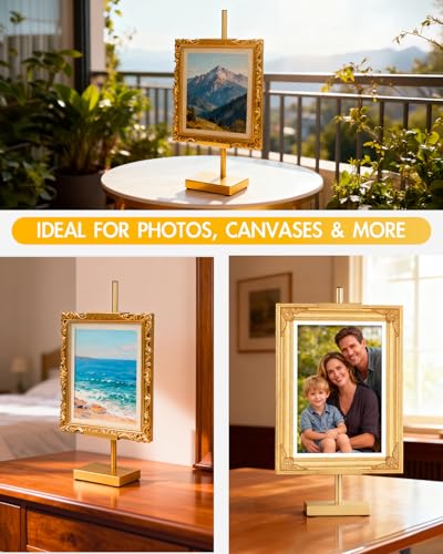 Rofio Gold Easel, 17" Adjustable Tabletop Picture Frame Stand for Signs - color: Gold