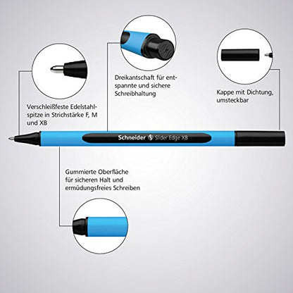 Schneider Slider Edge XB (Extra Broad) Ballpoint Pen, 1.4 mm, Light Blue Barrel, Violet Ink, Box of 10 Pens (152208) - color: Violet, size: 1 Count (Pack of 10)