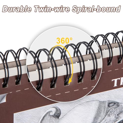 TKOOFN 5 Pack 9" x 12" SketchBooks Bulk,Top Spiral Bound Sketchbook | 100 Sheet Each,500 Sheets total,68lb/100gsm thick,Acid-Free,Sketch Drawing Paper Pad for Adult Kids Artists Beginners - color: 5 Pack, size: 9" x 12"