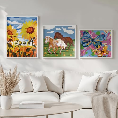 Wings Giant Paint by Numbers Kit for Kids, Flower Crafts and Fun, Acrylic Paint Set, Canvas Painting Kit, Include Framed Pre-Drawn Canvas, Color by Numbers - color: Landscape Art