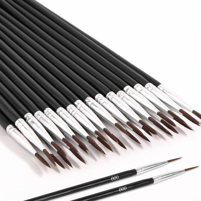 30Pcs Micro Paint Brushes Set with Protective Sleeve, Detail Paint Brushes #000 Fine Line Brushes Set for Watercolor, Acrylic, Crafts, Models - size: #000