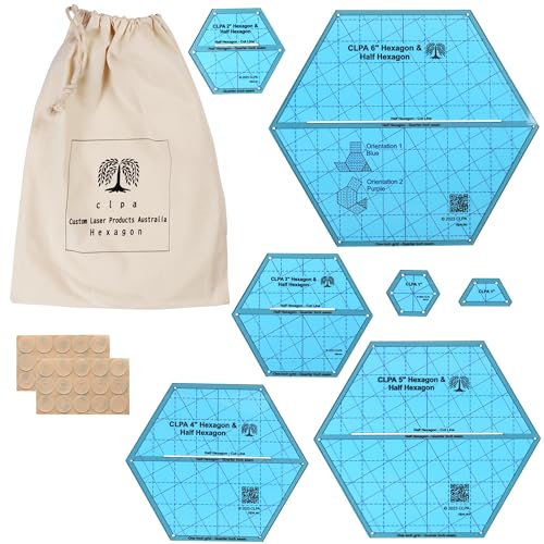 6" Hexagon Templates, for Quilting and English Paper Piecing - style: 6" Hexagon