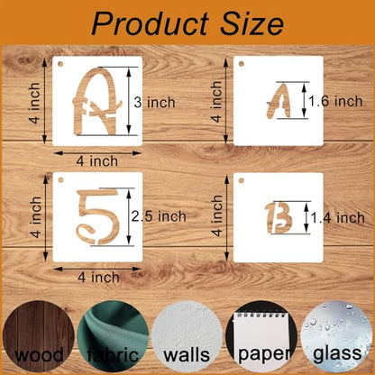 3 Inch Alphabet Letter and Number Stencils for Painting - 70 Pcs Magic Reusable Plastic Art Craft Stencils for Wood Sign, Journal, DIY Craft Decoration - size: 3 inch
