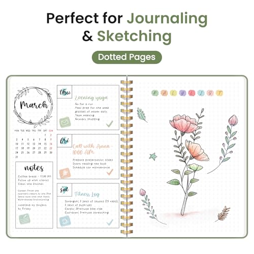 Taja Dotted Spiral Journal Notebook for Women & Men, 140 Pages, Dotted Notebook for Journaling & Note Taking, Journals for Writing, A5(5.7" x 7.9") – Green - color: A.Green, style: b-Dotted