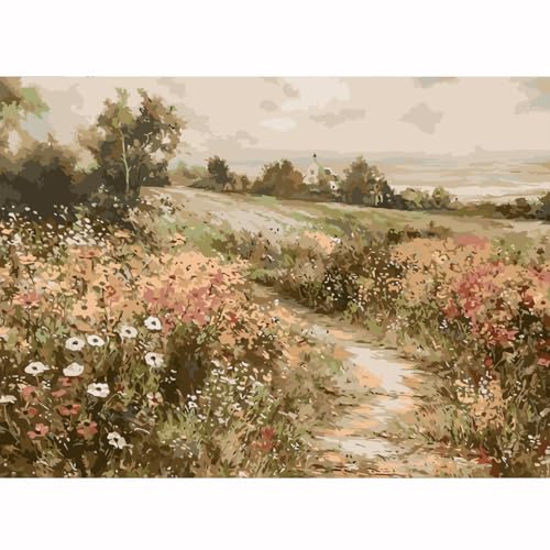 GEMFAMILY Paint by Numbers Wildflower DIY Painting On Canvas,by Number Landscape in Stained by Numbers Kit for Adults Beginner,Acrylic Simple Paint by Number Kits for Home Wall Decor 16 X 20 inch - color: HL6631
