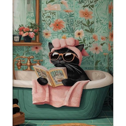 Canrichshop Black Cat Paint by Number for Adults,Funny Animal Painting by Numbers,DIY Acrylic for Beginners Unframed,Easy Paint by Numbers Adults on Canvas for Decor 16x20inch
