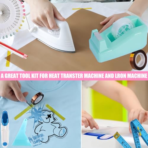 XEUZK Sublimation Shirts Tool Kits With 8 T Shirt rulers, 3Pack Teflon Sheet for Heat Press 12*16in, Heat Resistant Gloves With Silicone Bumps, 2 Rolls Heat Resistant Tape & Sublimation pencil (Blue) - color: Blue