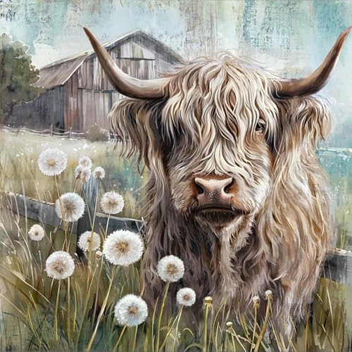 Diamond Art Kits for Adults,Highland cow Diamond Painting Kits 12x12in - color: DP02106
