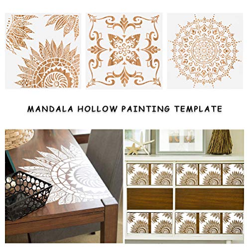 9 Pcs Mandala Stencils, 12x12 Inch Reusable Painting Template for DIY Craft | Pet Material, Smooth Edges, Reusable 9 Patterns Design, Washable, for Wood, Rock, Fabric, Walls, Window, Cards and Drawing - style: Large Mandala Stencils
