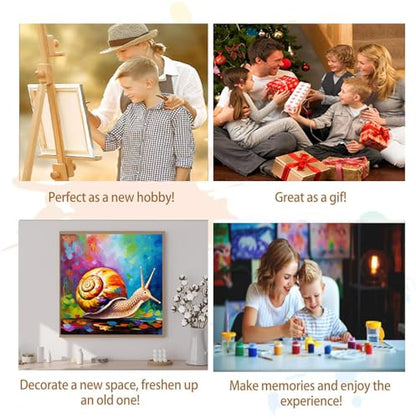 Artunion Framed Paint by Numbers Kit for Adults Beginners & Kids Ages 8-12,Snail Paint by Number with Frame,Animal Paint by Numbers Kit on Canvas 10 * 10 Inch Without Easel - color: ZXT-401-F