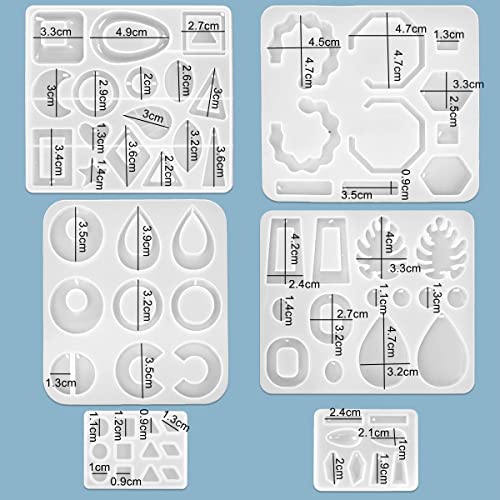 6 Pieces Silicone Earring Moulds Keychain Epoxy Pendant Ear Studs Resin Molds for DIY Crafts Jewelry Casting Making